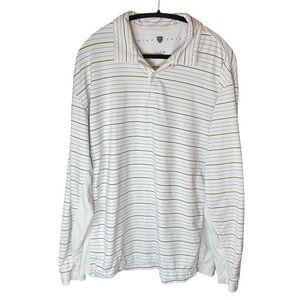 Nike Golf Dri-Fit UV Long Sleeve White Polo with Brown and Blue Stripes Size‎ XL